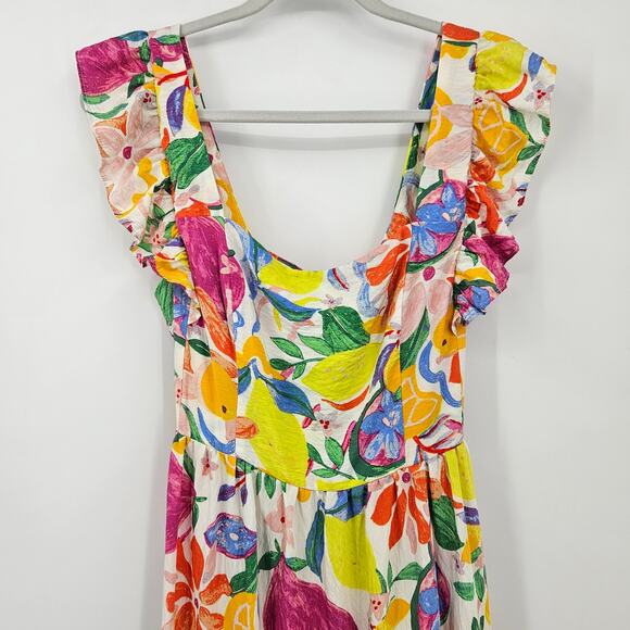 AQUA Fruit Floral Maxi Dress - Exclusive Size‎ Large Sundress - Picture 9 of 14